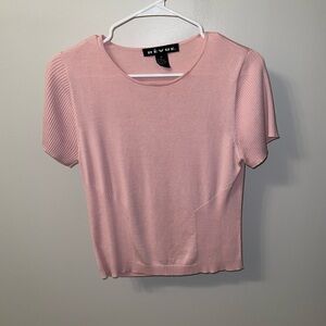 Pink Cropped Knit Tee